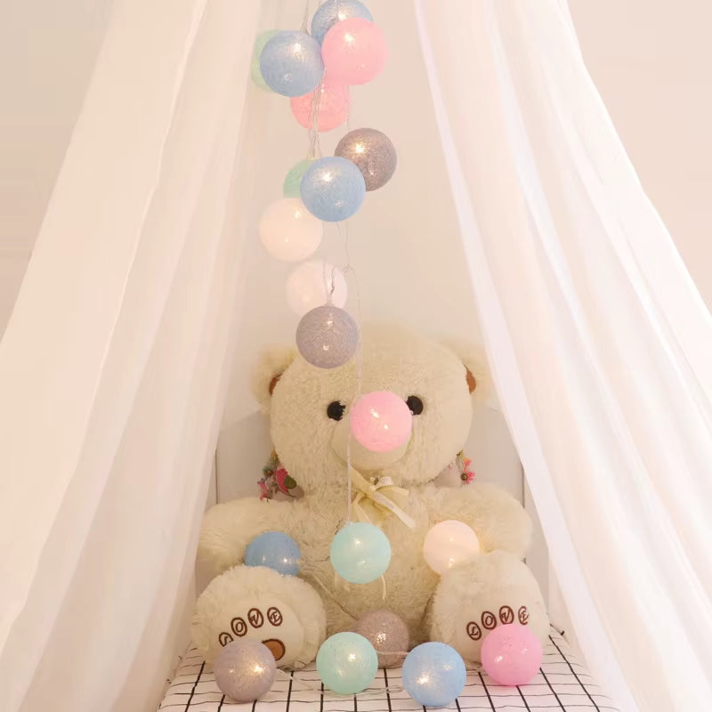 2.2M 20 LED Cotton Ball Garland Lights String Christmas Xmas Outdoor Holiday Wedding Party Baby Bed Fairy Lights Decorations