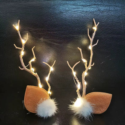 LED Christmas Antler Headwear for Women Girls Glowing Elk Horn Hair Clip Christmas Gift Elk Hairpin with Lights Navidad Decor