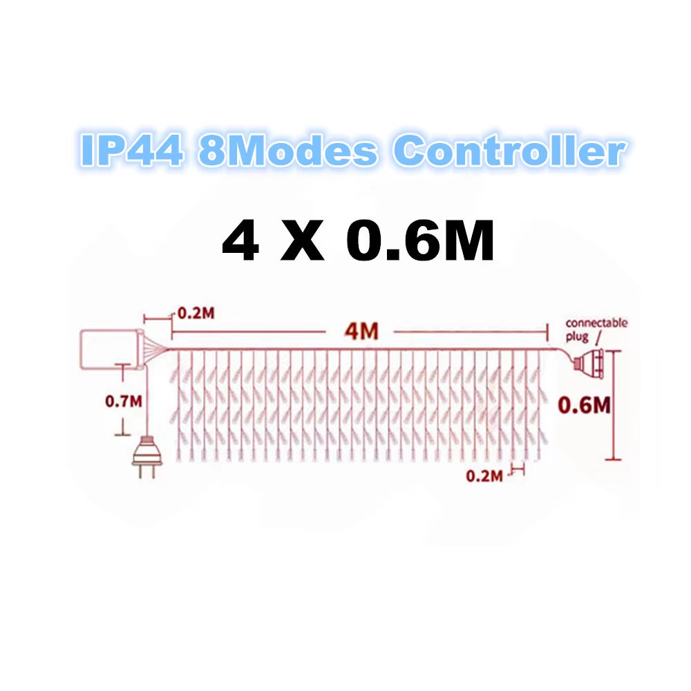 4-40M Heavy Duty Outdoor Garland Christmas Light Led Curtain Icicle String Lights Garden Square New Year Decorations