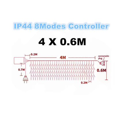 4-40M Heavy Duty Outdoor Garland Christmas Light Led Curtain Icicle String Lights Garden Square New Year Decorations