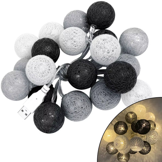 2.2M 20 LED Cotton Ball Garland Lights String Christmas Xmas Outdoor Holiday Wedding Party Baby Bed Fairy Lights Decorations