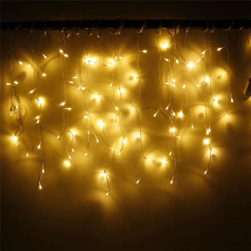 5M Waterproof Outdoor Christmas Light Droop 0.4-0.6M Led Curtain Icicle String Lights Garden Mall Eaves Decorative Lights