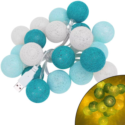 2.2M 20 LED Cotton Ball Garland Lights String Christmas Xmas Outdoor Holiday Wedding Party Baby Bed Fairy Lights Decorations