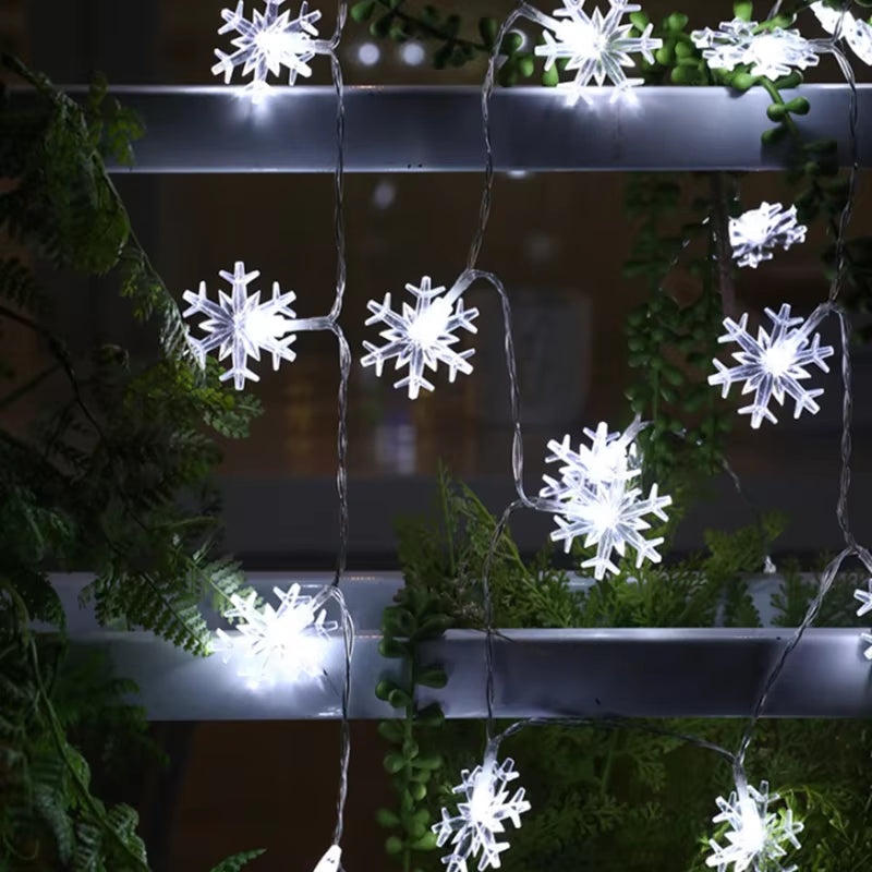 1.5/4/6M LED Snowflake Light String Battery/Usb Christmas Fairy Festoon Light Living Room Outdoor Garden Garland New Year Decor