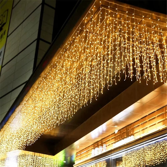 5M Christmas Garland LED Curtain Icicle String Lights Droop 0.4-0.6M AC 220V Garden Street Outdoor Decorative Holiday Light