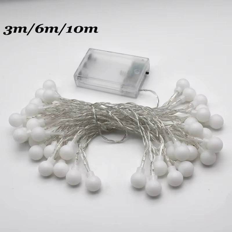 3M 6M 10M Fairy Garland LED Ball String Lights Waterproof for Christmas Tree Wedding Home Indoor Decoration Battery Powered