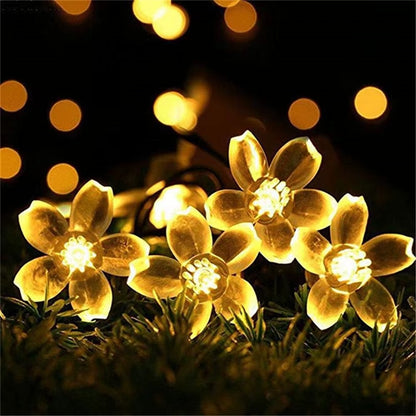 5M 7M 12M 22M Peach Flower Solar Lamp Power LED String Fairy Lights 6V Solar Garlands Garden Christmas Decor for Outdoor