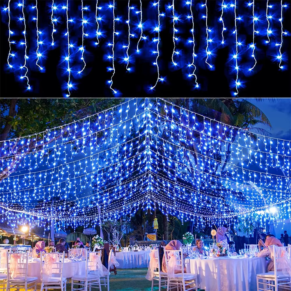 5M Waterproof Outdoor Christmas Light Droop 0.4-0.6M Led Curtain Icicle String Lights Garden Mall Eaves Decorative Lights