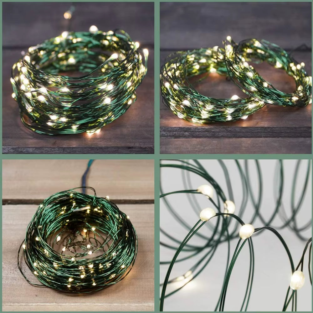 100M LED String Lights Green Wire Fairy Lights Warm White Garland for Outdoor Home Wedding Christmas Party Garden Decoration
