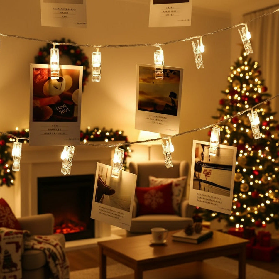 Guirnalda para Fotos con Luces LED – Pinzas Iluminadas