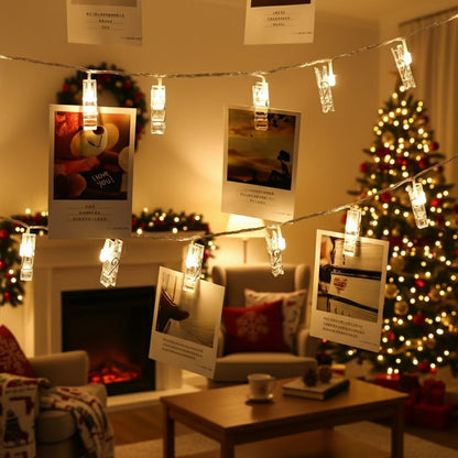 Guirnalda para Fotos con Luces LED – Pinzas Iluminadas