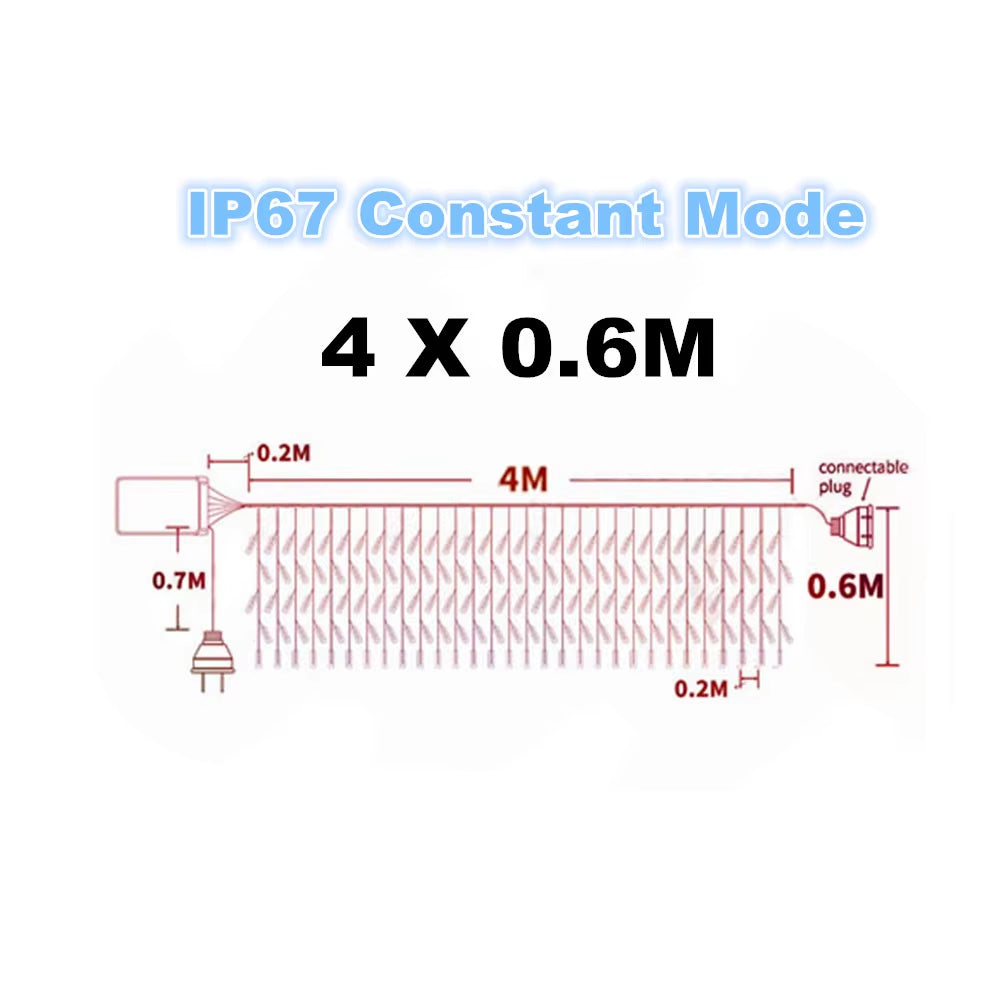 4-40M Heavy Duty Outdoor Garland Christmas Light Led Curtain Icicle String Lights Garden Square New Year Decorations