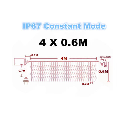 4-40M Heavy Duty Outdoor Garland Christmas Light Led Curtain Icicle String Lights Garden Square New Year Decorations