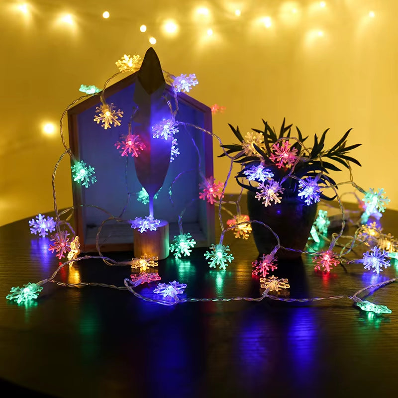 1.5/4/6M LED Snowflake Light String Battery/Usb Christmas Fairy Festoon Light Living Room Outdoor Garden Garland New Year Decor