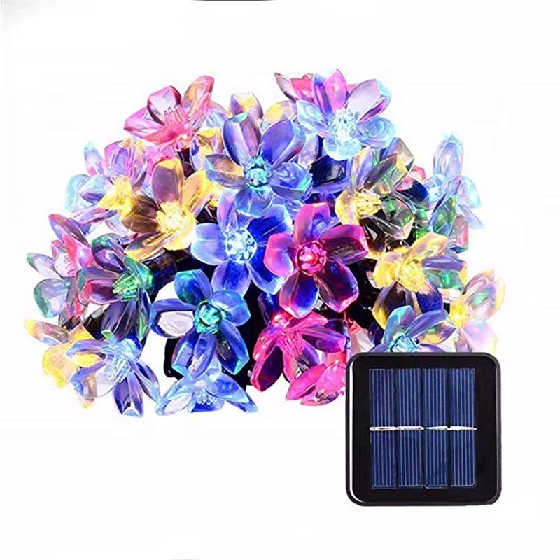 5M 7M 12M 22M Peach Flower Solar Lamp Power LED String Fairy Lights 6V Solar Garlands Garden Christmas Decor for Outdoor