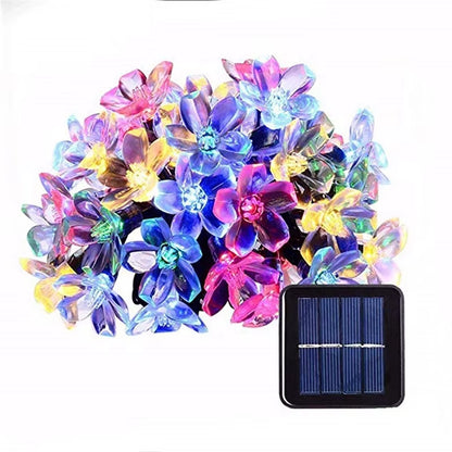 5M 7M 12M 22M Peach Flower Solar Lamp Power LED String Fairy Lights 6V Solar Garlands Garden Christmas Decor for Outdoor