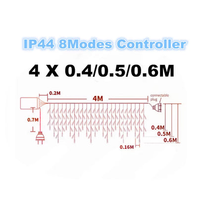 4-40M Heavy Duty Outdoor Garland Christmas Light Led Curtain Icicle String Lights Garden Square New Year Decorations