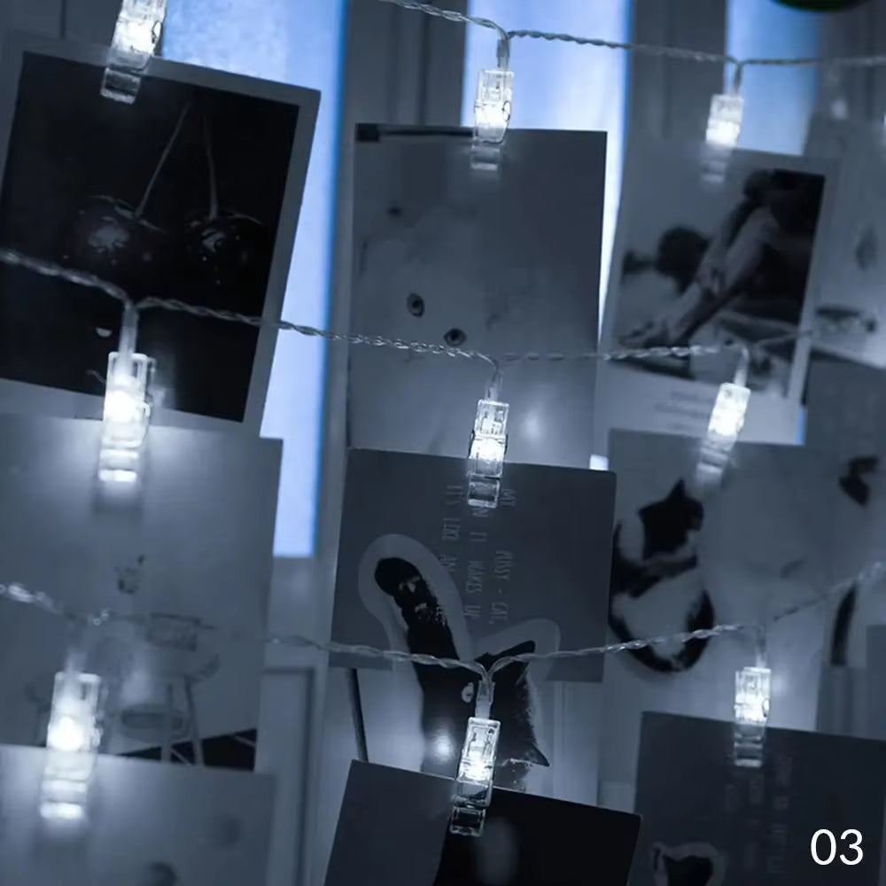 Guirnalda para Fotos con Luces LED – Pinzas Iluminadas