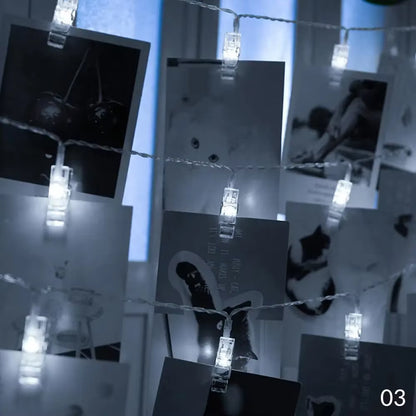 Guirnalda para Fotos con Luces LED – Pinzas Iluminadas